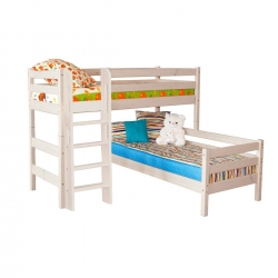 Детская угловая кровать (кровать-чердак) Соня Вариант 7 с прямой лестницей (лак)