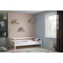 Полувысокая кровать (кровать-чердак) Соня Вариант 5 с прямой лестницей (белая)