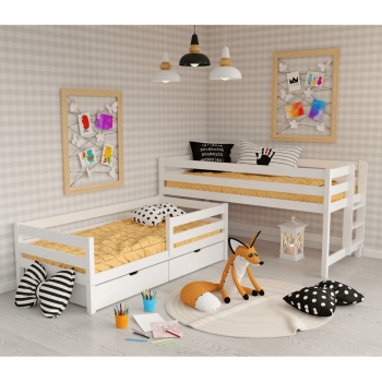 Двухъярусная кровать “Мелита” ЭЛИС-2 из массива березы (белая)