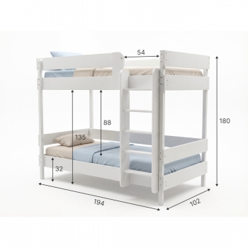 Двухъярусная кровать на металлическом каркасе "Севилья Люкс" (белая)