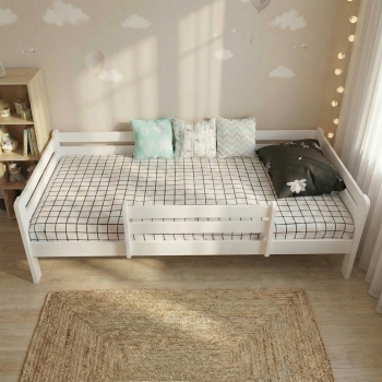 Кровать Ecodrev Классик с бортиком без ящиков (белая)