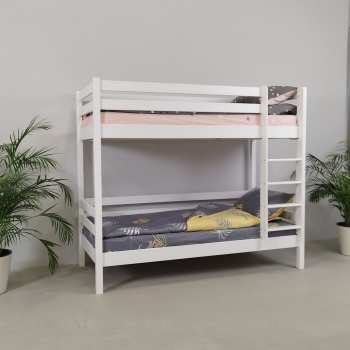 Двухъярусная кровать Ecodrev МФ-1 без бортика и ящиков (белая)