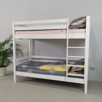 Двухъярусная кровать Ecodrev МФ-1 без бортика и ящиков (белая)