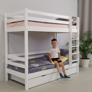 Двухъярусная кровать Ecodrev МФ-1 без бортика и ящиков (белая)