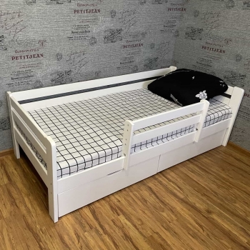 Кровать Ecodrev Классик с ящиками и бортиком (белая)