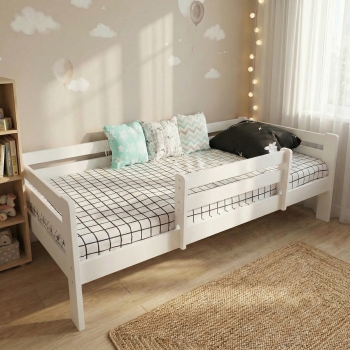 Кровать Ecodrev Классик с бортиком без ящиков (белая)