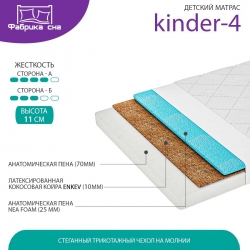 Комплект Кровать Ecodrev Классик с бортиком и ящиками (белая) + матрас Kinder 4