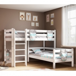 Угловая кровать (кровать-чердак) Соня Вариант 7 с прямой лестницей (белая)