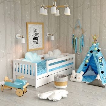 Кровать "Паулина" ЭЛИС-3 из массива березы без ящиков (белая)