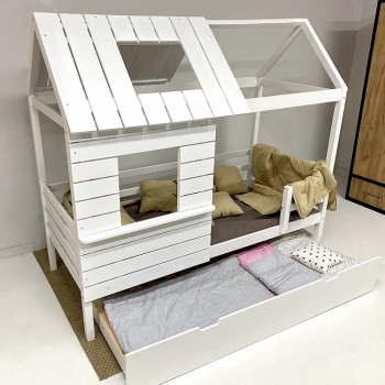 Кровать-домик Roxy с дополнительным спальным местом (белая)
