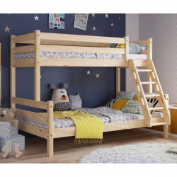 Двухъярусная подростковая кровать Адель с с наклонной лестницей (прозрачный лак)