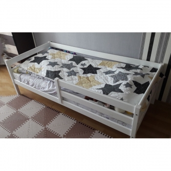 Односпальная кровать с бортиком Альф из массива сосны (белая)