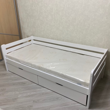 Кровать Ecodrev Классик с ящиками без бортика (белая)