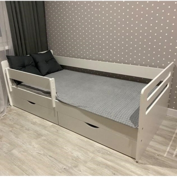 Кровать с бортиком и ящиками Мода (белая)