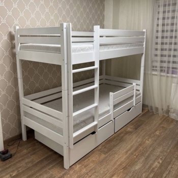 Детская (подростковая) двухъярусная кровать Rostik 2в1 (белая) без нижнего бортика и ящиков