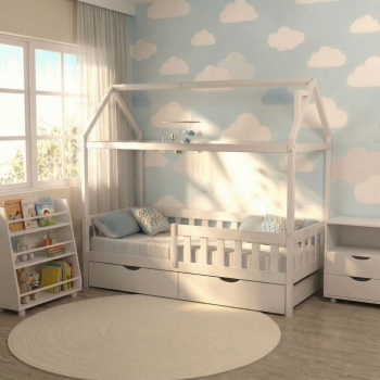 Кровать-домик Грейси с ящиками (белая)