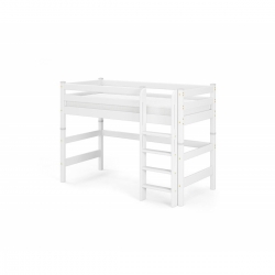 Полувысокая кровать (кровать-чердак) Соня Вариант 5 с прямой лестницей (белая)