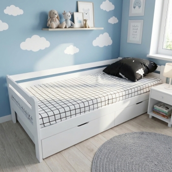 Кровать Ecodrev Классик с ящиками без бортика (белая)