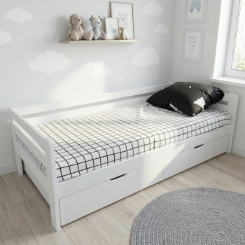 Кровать Ecodrev Классик с ящиками без бортика (белая)