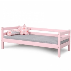 Кровать Соня Вариант 2 с задней защитой (розовая)