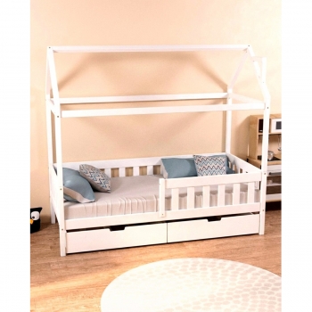 Кровать-домик Грейси с ящиками (белая)