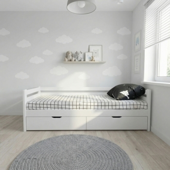 Кровать Ecodrev Классик с ящиками без бортика (белая)