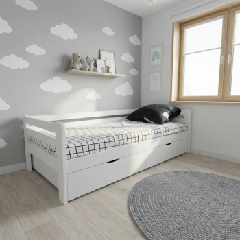 Кровать Ecodrev Классик с ящиками без бортика (белая)