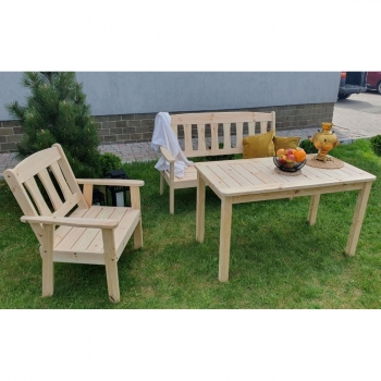 Комплект садовой мебели стол, стул, лавка (без покрытия, шлифованный)