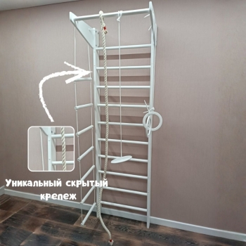 Спортивная шведская стенка с турником Крепыш 01 (белая, базовая комплектация)